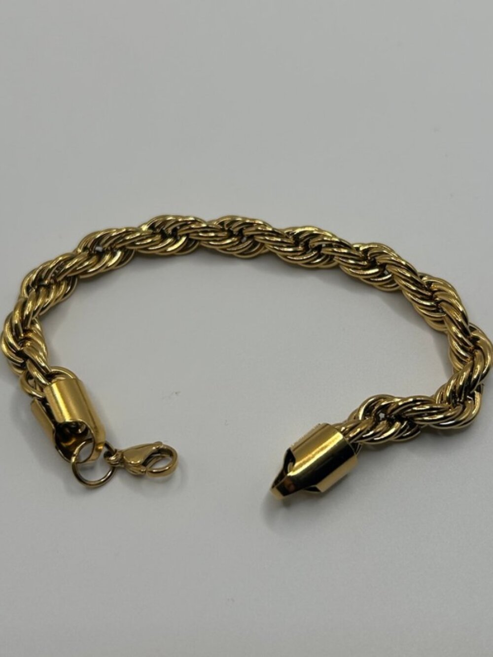 8mm Rope Bracelet Real Gold Plated 7 Inch Chunky Twisted Stackable Unisex